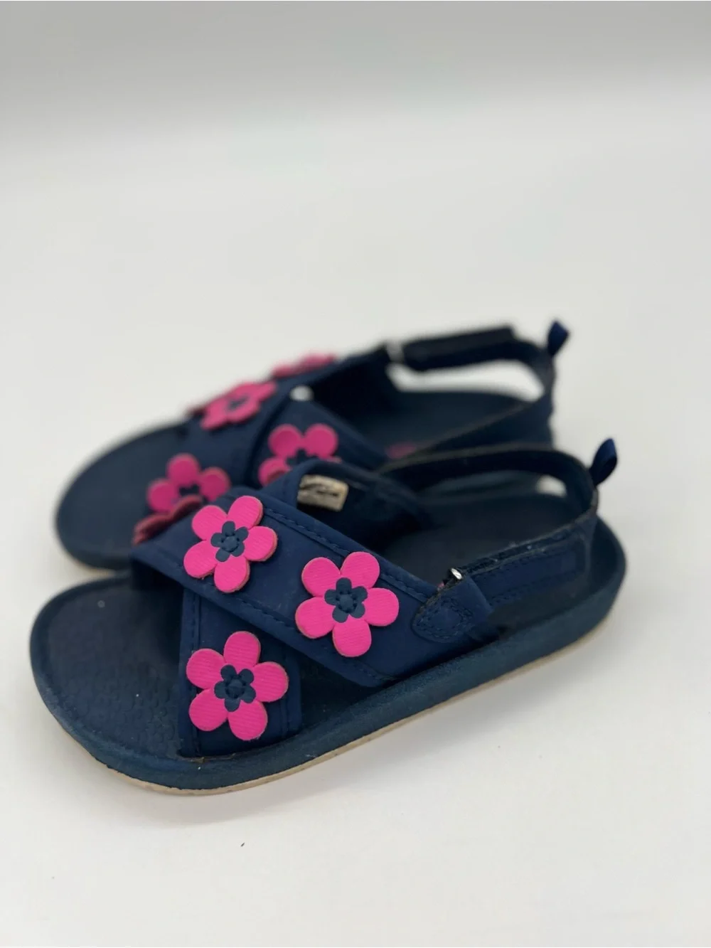 Carter's Girls Blue Pink Flowers Adjustable Straps Sandals Sz 12